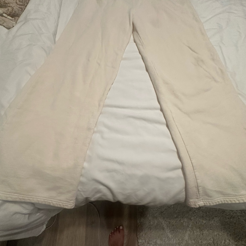 Brandy Melville Off-White Textured Pants